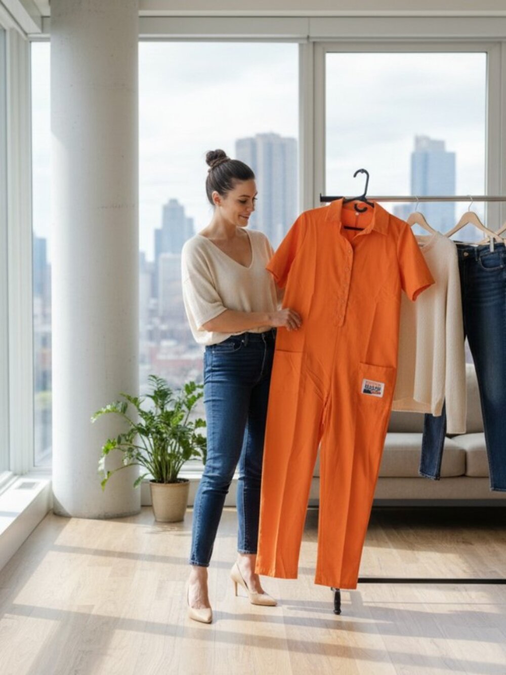 Vintage Orange Utility Jumpsuit | Statement One-Piece - Picture 2 of 6